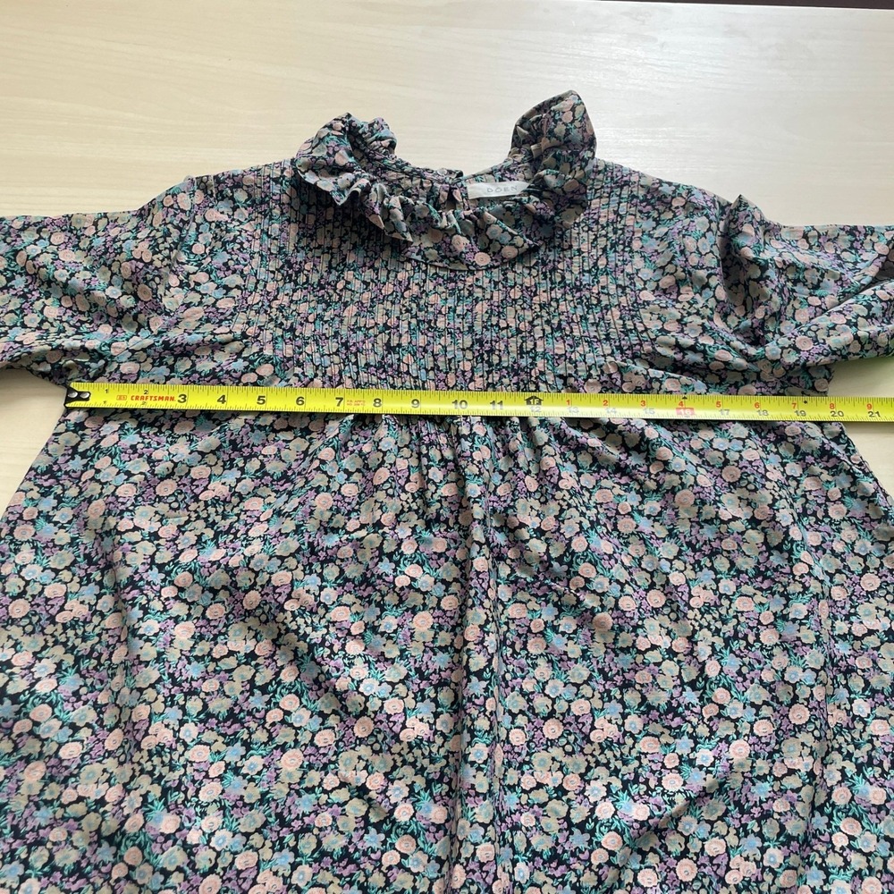 Doen Ruffle Neck Floral Multicolor Long Sleeve Blouse Size Small - Picture 8 of 12